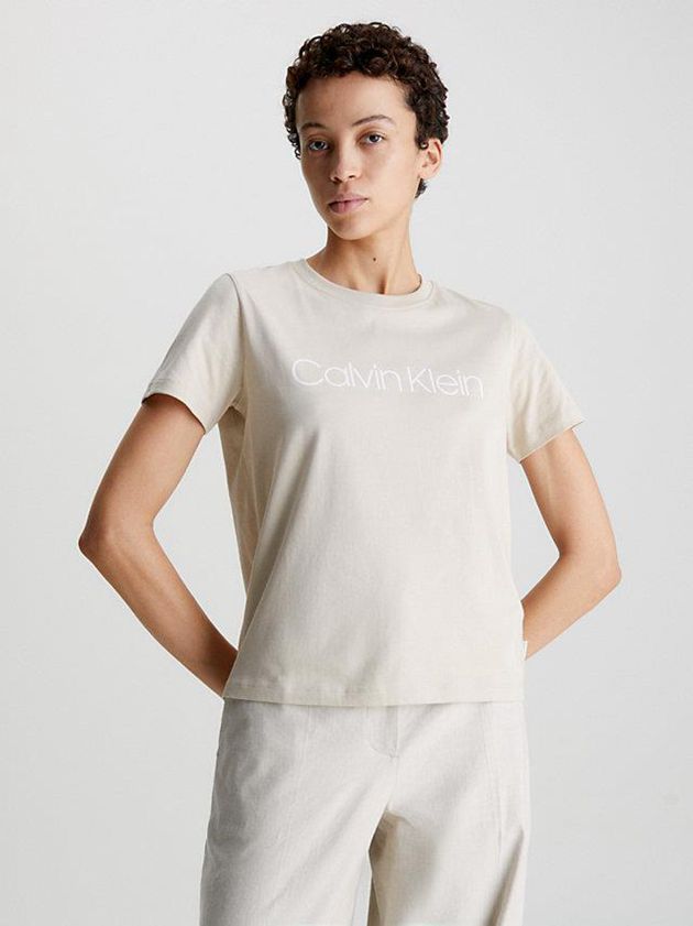 Calvin Klein USA Organic Cotton Logo Womens T-Shirt Grey 1854627-BH